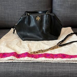 Tory Burch Black Kira Pebbled Satchel